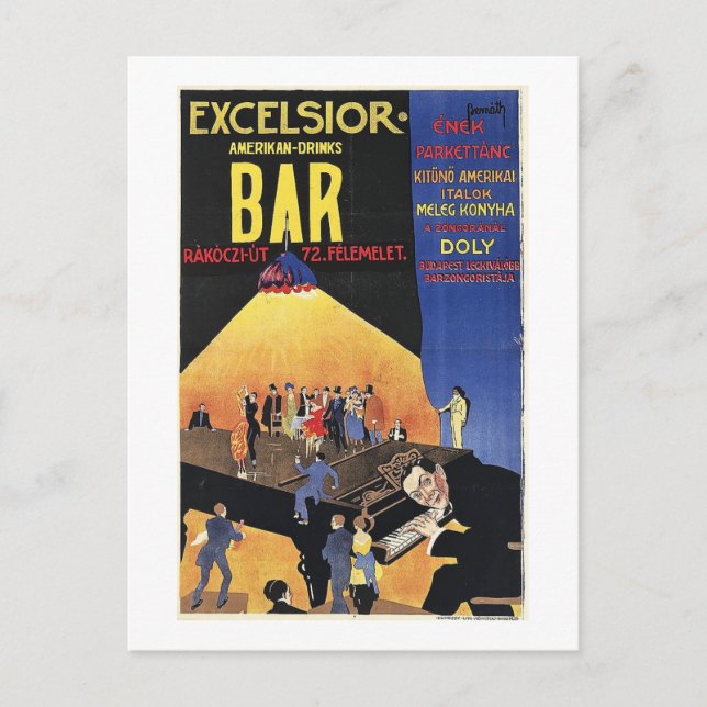 Excelsior Pub, Budapest, Ungern, 1920-talets Vinta Vykort (Framsida)