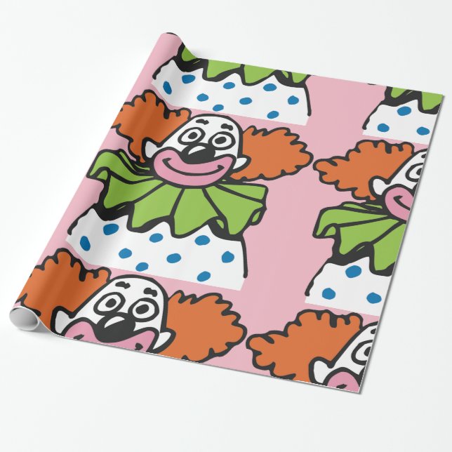 Excentrisk clownkaraktär med orange hår presentpapper (Utrullad)