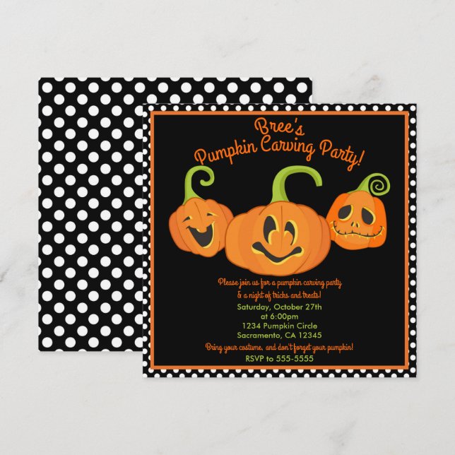 Excentrisk Halloweendekoration Pumphugg Kostymfest Inbjudningar (Fram/baksida)