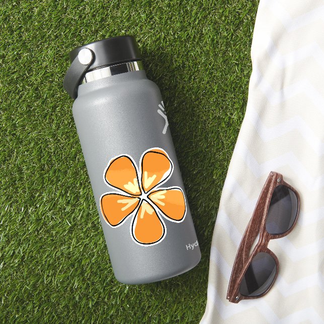 Excentrisk handritad orange blomma dekal (HydroFlask Insitu)