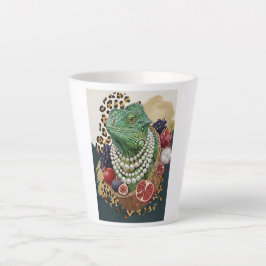Excentrisk Iguana med Pärlor Latte Mugg, Chic Maxi