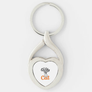 Excentrisk katt Vintage gravyr Katt älskare Design Twisted Heart Silverfärgad Nyckelring