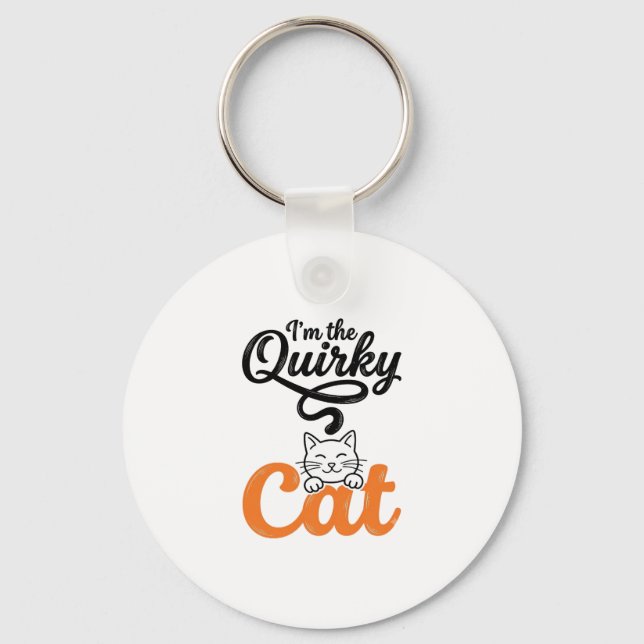 Excentrisk katt Vintage gravyr Kattälskare design_ Nyckelring (Framsida)
