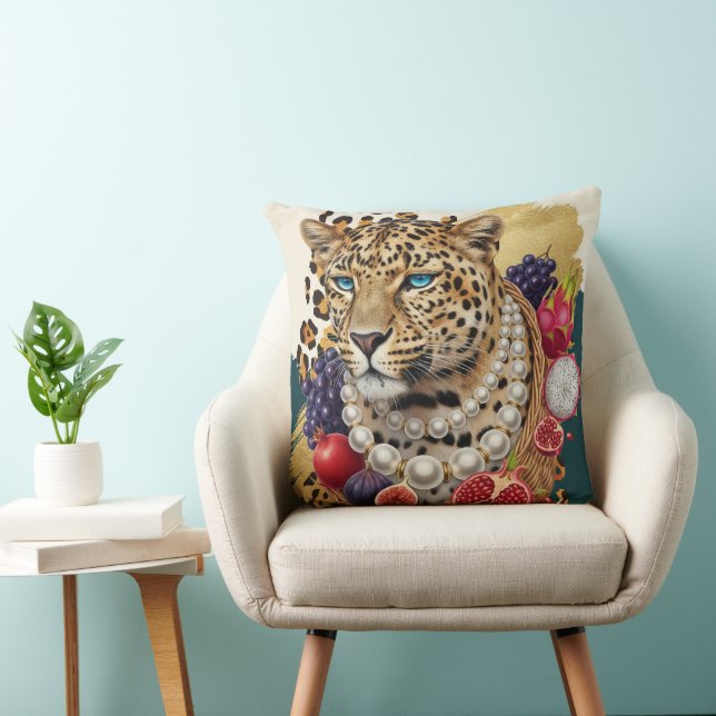 Excentrisk leopard med pärlor kastkudde, Chic Ma Kudde (Stol)