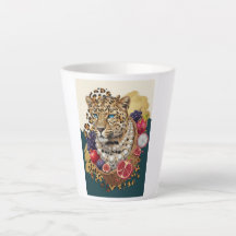 Excentrisk Leopard med Pärlor Latte Mugg, Chic Max