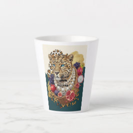 Excentrisk Leopard med Pärlor Latte Mugg, Chic Max