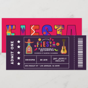 Excentrisk mexikansk fiesta biljett-stil bröllop inbjudningar