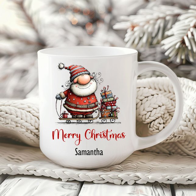 Excentrisk Snurrig Julhumor Kaffemugge Kaffemugg (Whimsical Quirky Santa Humor Coffee Mug)
