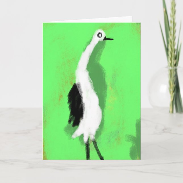 Excentrisk Stork-målning med Whimsy  Kort (Framsida)
