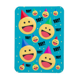 Except Lycklig YAY Emojis in Party Hats Helgdag Po Magnet