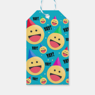 Except Lycklig YAY Emojis in Party Hats Helgdag Po Presentetikett