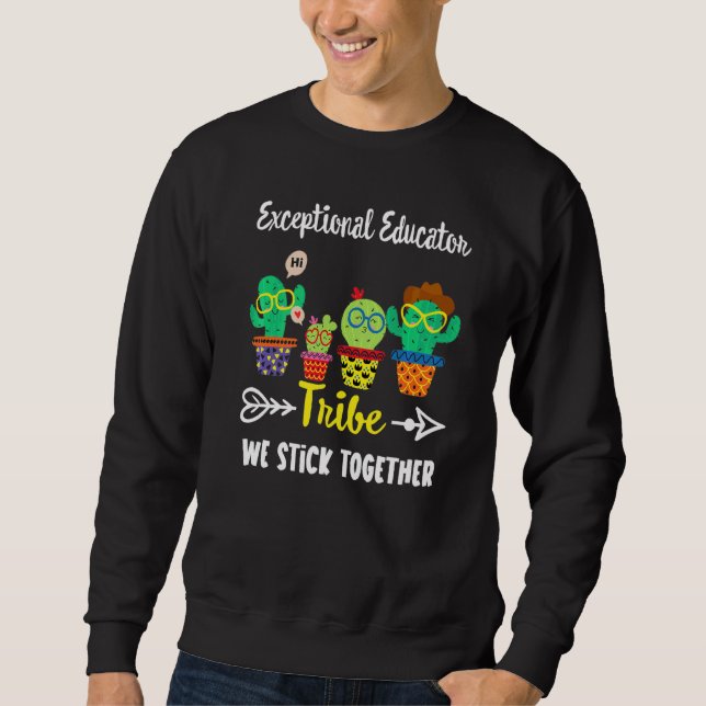 Exceptionell Educator Tribe Cactus Crew Education Lång Ärmad Tröja (Framsida)