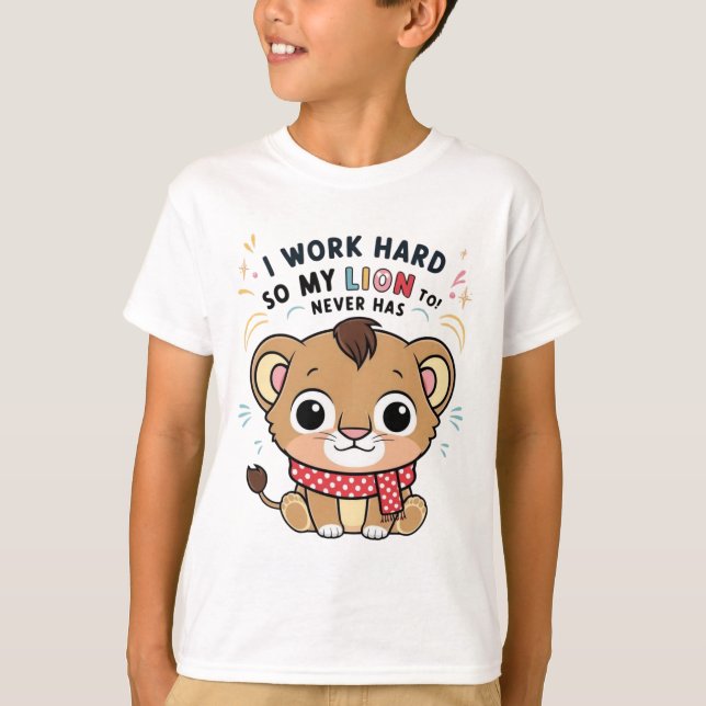 Exceptionell Lejon - Glatt jumping Lejon Unge T-Sh T Shirt (Framsida)