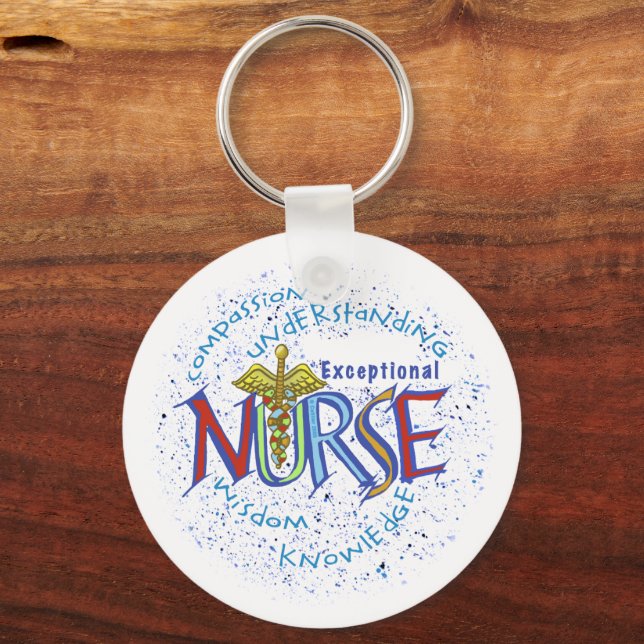 Exceptionell Nurse Motto Round Keychain Nyckelring (Framsida)