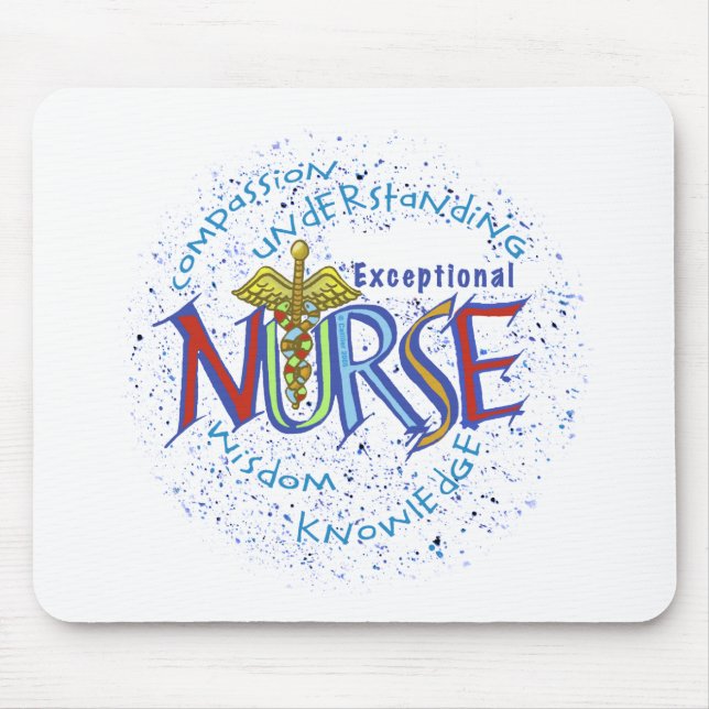 Exceptionellt anpassat Nurse Motto-namn, musknapp Musmatta (Framsidan)