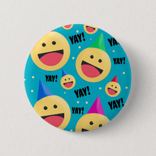 Exceptionellt Lycklig YAY Emojis i Party Hats  Knapp