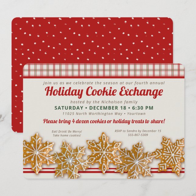 Exchange-växling för cookie | Helgdag Baking Party Inbjudningar (Fram/baksida)