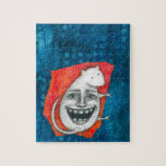 Excitable Mouse Jigszle Puzzle Pussel<br><div class="desc">En penna ritad med en ansikte på ryggen,  över orangen och blå akryl.</div>