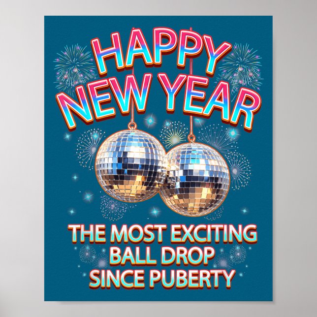 Exciting Ball Drop Since-puberty Happy New Year Di Poster (Framsidan)