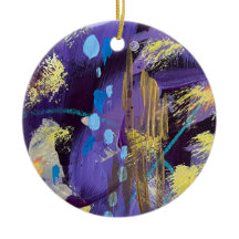 Exciting blue, purple, and gold abstract art