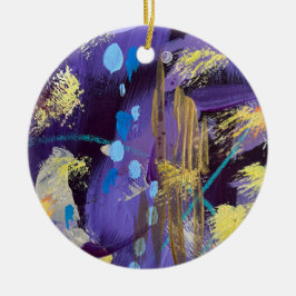 Exciting blue, purple, and gold abstract art julgransprydnad keramik