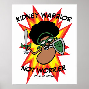 Exciting Hand Drawn Kidney Warrior Cartoon Poster