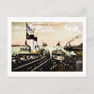 Excursion Steamers, Detroit, Michigan Vykort