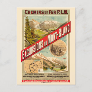 Excursions au Mont-Blanc Vintage affisch 1889 Vykort