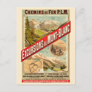 Excursions au Mont-Blanc Vintage affisch 1889 Vykort