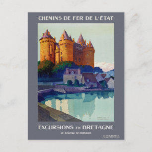 Excursions en Bretagne Frankrike Vintage affisch 1 Vykort