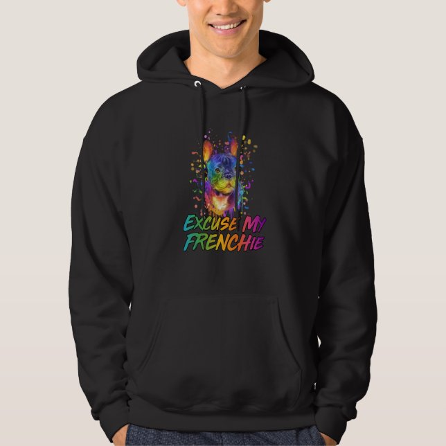 Excuse My Frenchie Dog Theme French Bulldog Dog Pa Hoodie (Framsida)