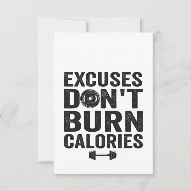 Excuses Burn Calories Funny Fitness Gym Gift Tack Kort (Framsida)