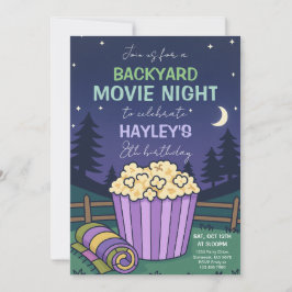 Exdoor Backyard Movie Night Birthday Inbjudningar