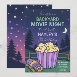 Exdoor Backyard Movie Night Birthday Inbjudningar