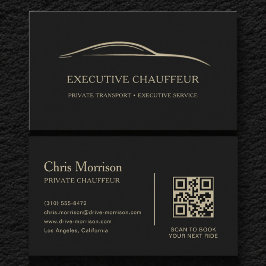 Executive Chauffeur QR Code Black & Gold Visitkort