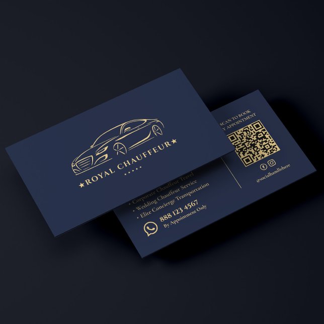 Executive Chaufför VIP Privatförare Mörk Navy Visitkort (Executive Chauffeur VIP Private Driver Dark Navy Business Card
)