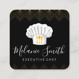 Executive Chef Art Deco-trim Fyrkantigt Visitkort