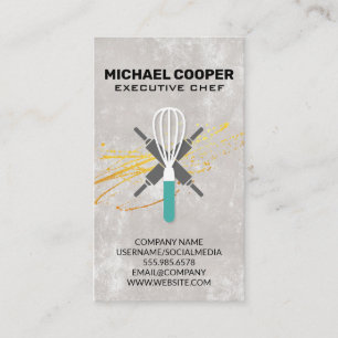 Executive Chef Rolling Stift och Whisk Visitkort