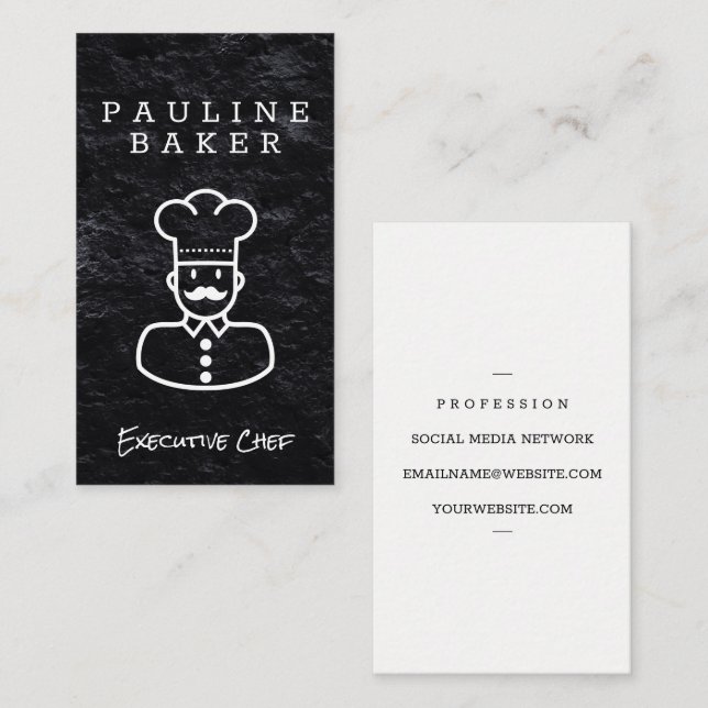 Executive Chef | Slate Black Background Visitkort (Fram/baksida)