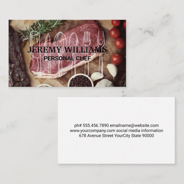 Executive Chef | Steaks | Kitchenware Visitkort (Fram/baksida)