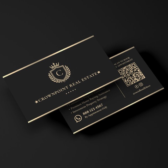 Executive Fastighetskonsult Faux Guld Crest Visitkort (Executive Real Estate Consultant Faux Gold Crest Business Card
)
