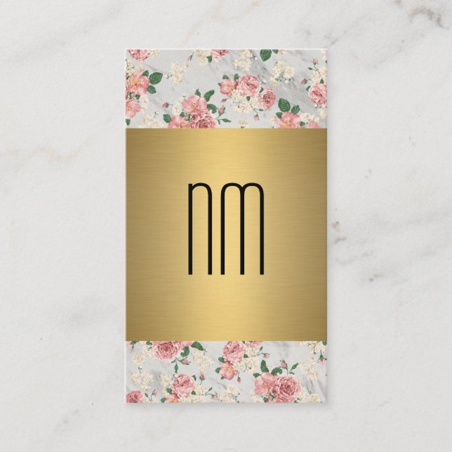 Executive Guld Blommönster Series med Monogram Visitkort (Framsida)