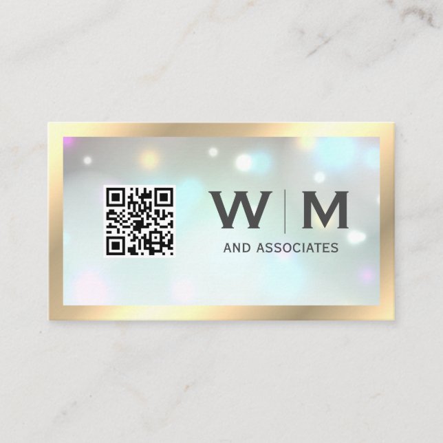 Executive Guld Classic Monogram | QR CODE Business Visitkort (Framsida)