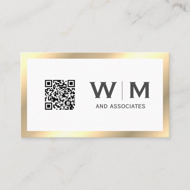 Executive Guld Classic Monogram | QR-KOD Visitkort (Framsida)