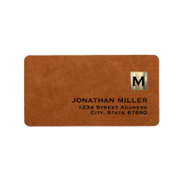 Executive Guld Monogram Sable Leather Adressetikett