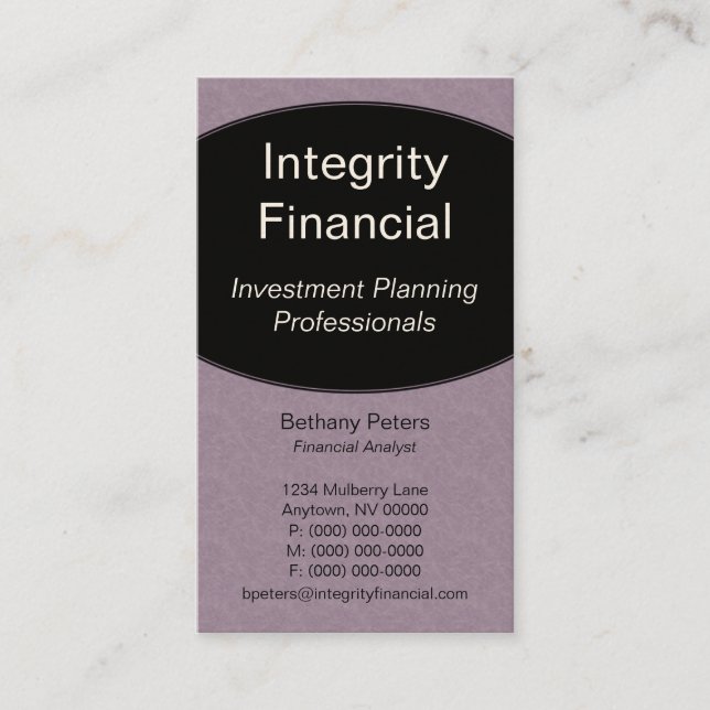 Executive Kurvor Affärskort, Lilac Visitkort (Framsida)