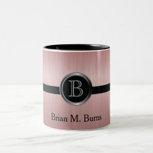 Executive Monogram Design - Ruby Brush Steel Två-Tonad Mugg