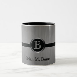 Executive Monogram Design - svart penselstål Två-Tonad Mugg