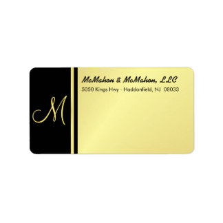 Executive Monogram-etiketter - Guld & Black Adressetikett