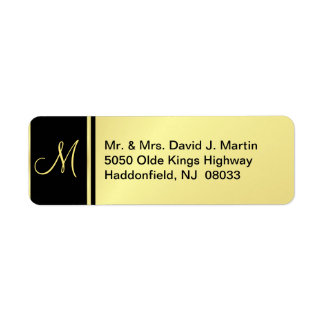 Executive Monogram-etiketter - Guld & Black Returadress Etikett